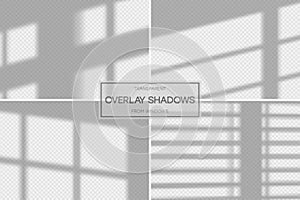 Shadow overlay effect. Set of transparent overlay shadow from the window and jalousie. Realistic soft light effect of shadows photo